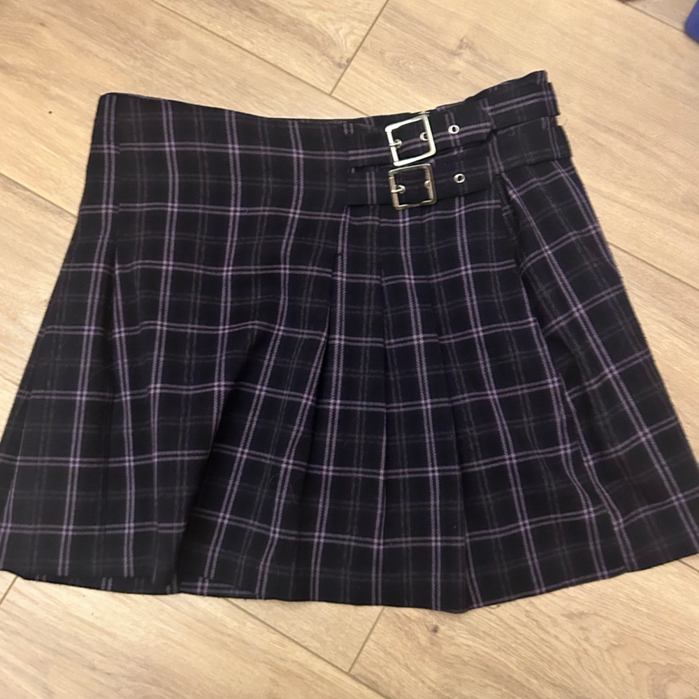 Vintage Garage Plaid Belt Skirt